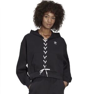 Adidas cropped hoodie with lace up detail corsette crop top oversized